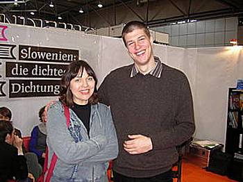 Maja Vidmar in Goran Vojnović na knjižnem sejmu v Leipzigu 2009